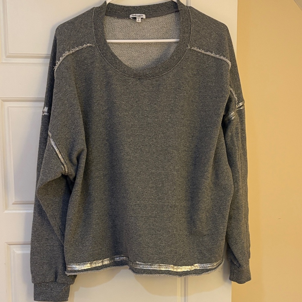 Splendid Gray Women’s Sweatshirt with Metallic Details (XL)